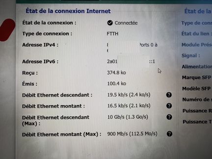 Freebox Delta qui synchronise à 10Gb/s en descendant