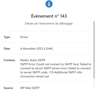 Erreur envoi mail depuis Geek on Web chez Free Pro