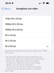 Poids approximatif d'une vidéo tournée à l'iPhone selon Apple