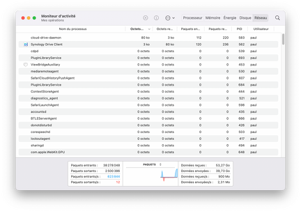 900Mo:s lecture entre Mac Studio et Synology DS1621+