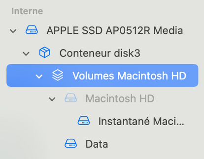 Composition disque MacBook Pro 14 pouces APFS