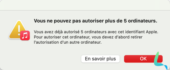 Autorisation ordinateurs Musique impossible