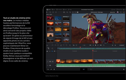 DaVinci Resolve sur iPad Pro M2 site Apple