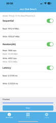 Disk speedtest iPhone 13 Pro Max 256Go