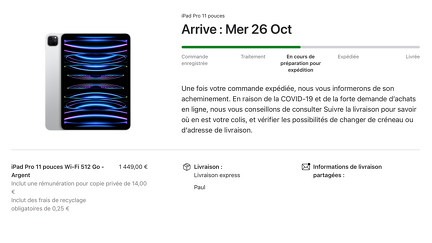iPad Pro M2 préparation pour expédition