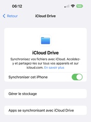 ICloud Drive activé iOS 16.4.1 (a)