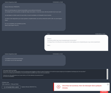 Free Pro incompétence technique pour me raccorder