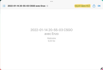 Ouverture MKV VLC iPadOS fonction de partage Fichiers