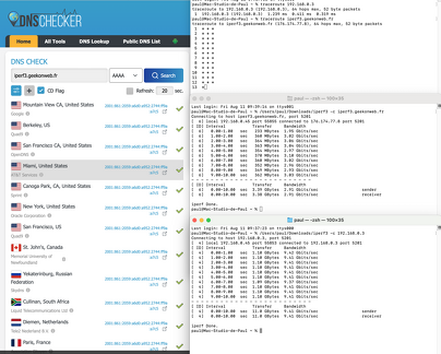 iPerf3 IP LAN et IP domaine