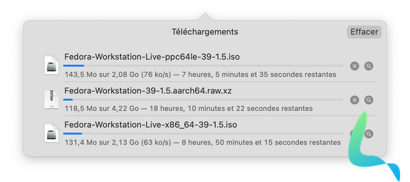 Téléchargement Fedora 39 problème fibre
