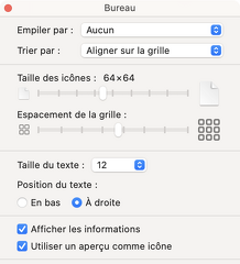 Options de présentation bureau macOS