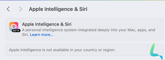 Apple Intelligence non disponible macOS 15.1 anglais en Europe