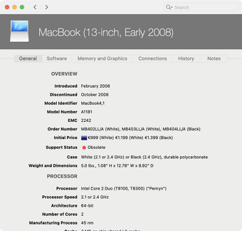 Prix du MacBook en 2008