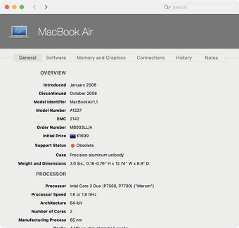 Prix du MacBook Air en 2008