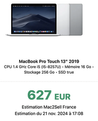 Côte Mac2Sell MBP2019 à côté de la réalité