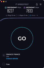 Débit fibre Free 8227Mb:s