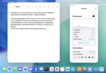 iPadOS mode productif écran interne 11 pouces