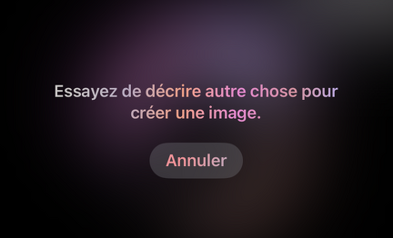 Erreur de génération Image Playground