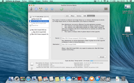 Restauration image dmg de Snow Leopard sur clé USB avec OS X Mavericks