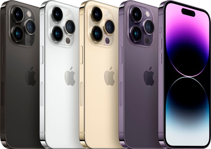 Différentes couleurs de l'iPhone 14 Pro/Pro Max