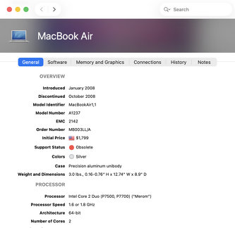 MacBook Air 2008 Mactracker