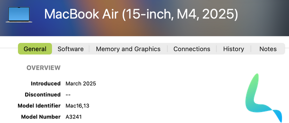 Identifiant MacBook Air M5 15 pouces