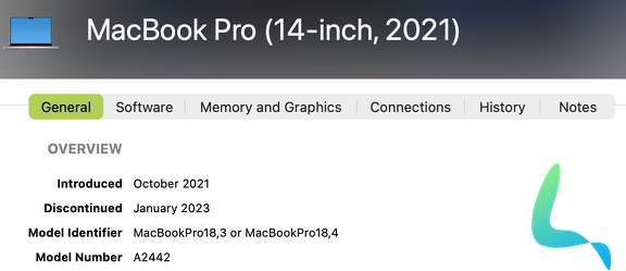 Identifiant MacBook Pro 2021 14 pouces