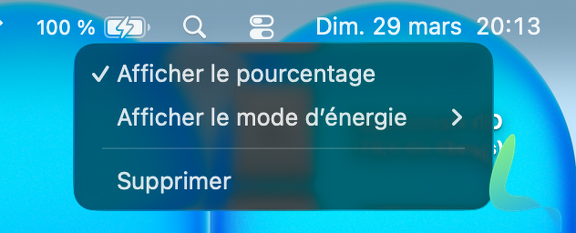 Mac afficher pourcentage batterie