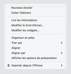Montage personnel menu contextuel macOS disposition préférable 2