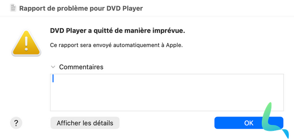Lecteur DVD macOS 27 beta 2 plantage